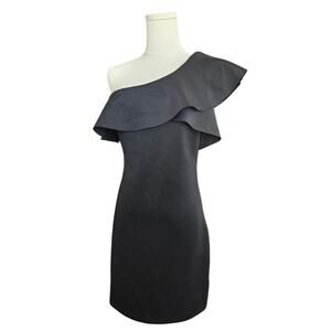 NWT EXPRESS Black One-Shoulder Ruffle Dress